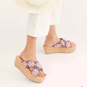 FREE PEOPLE Highline Platform Purple Espadrille Sandals Women’s Size 37 / 6.5